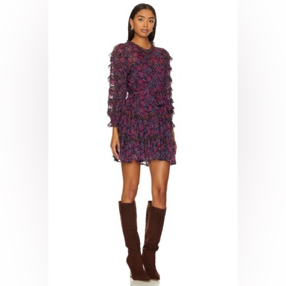 NWT Cleobella Rosalia Mini Dress in Bordeaux Floral Size Large - Picture 4 of 10